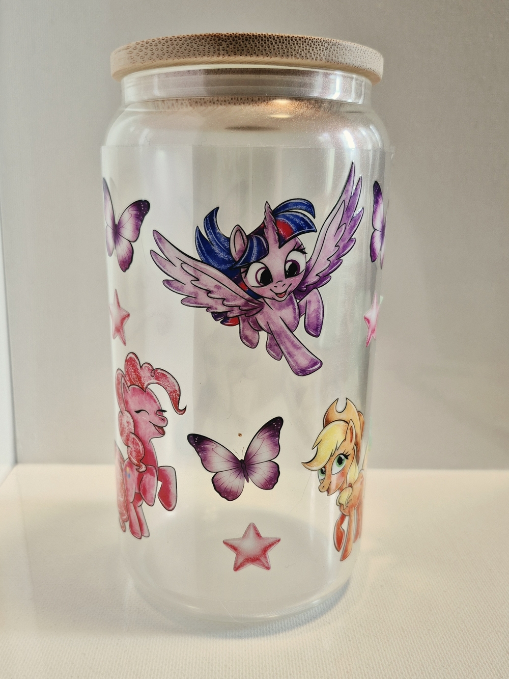 Iridescent My Little Pony 16oz Glass Tumbler Bamboo Lid Straw Made-to-order